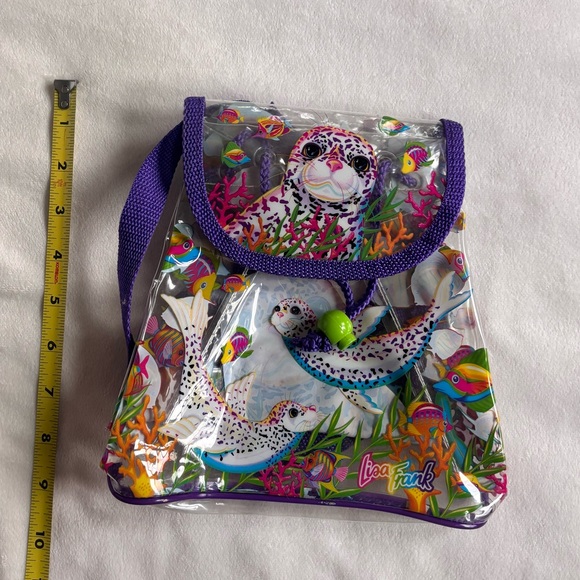 Lisa Frank Handbags - Vintage RARE Lisa Frank Purple-Trim Clear Mini Backpack - Rainbow Reef
